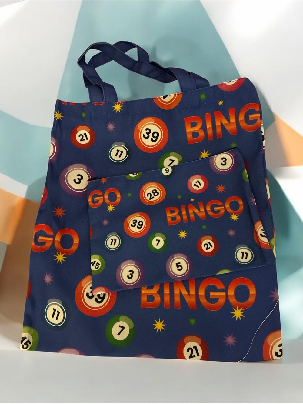 Bingo Print Navy Tote Bag - Casual Men’s Carryall